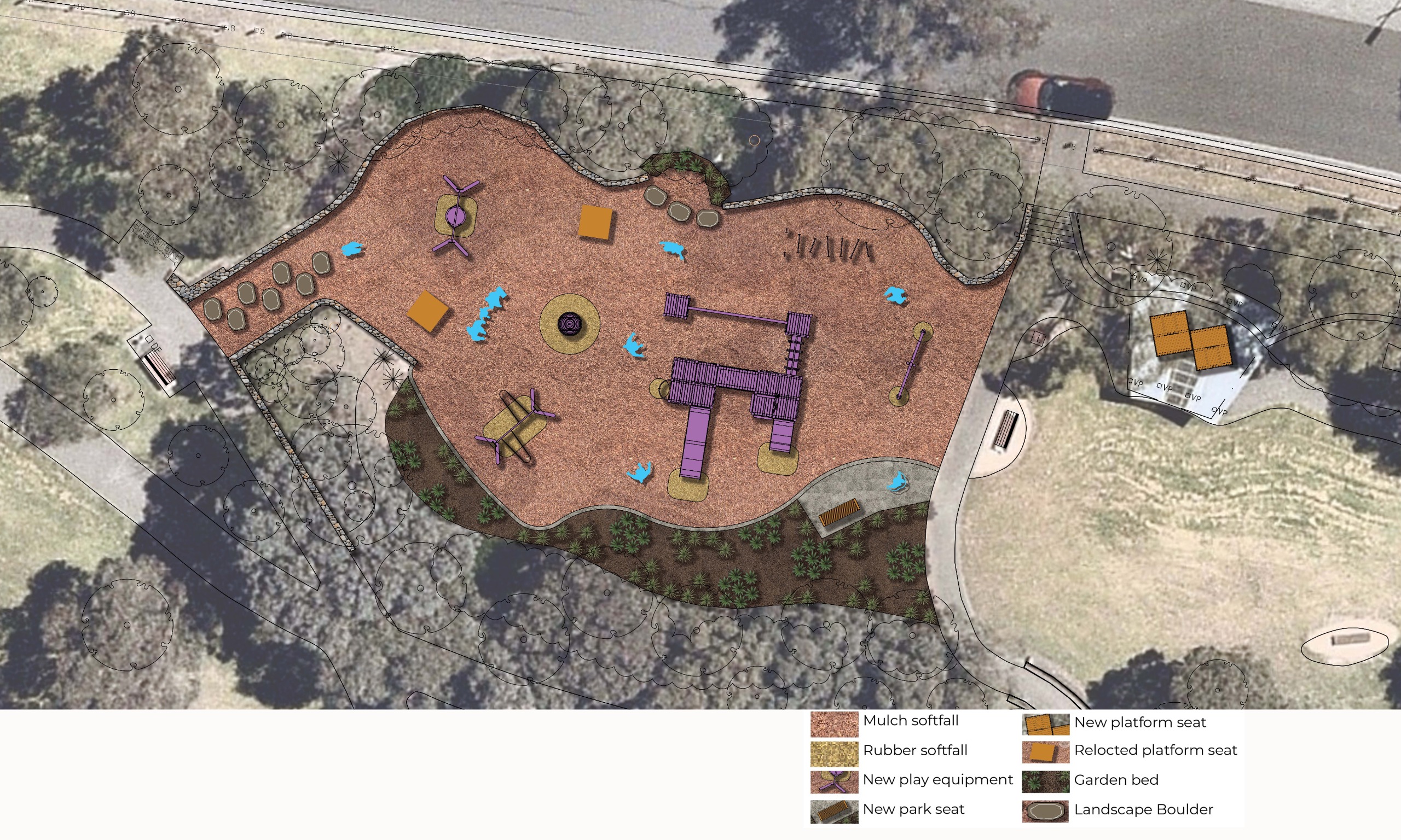Concept drawing showing layout of playspace