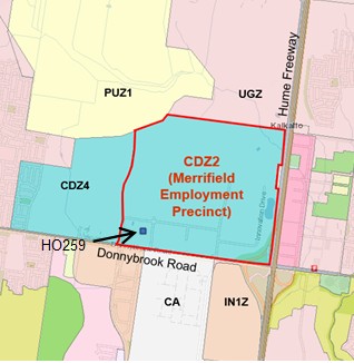 snip of study are for Amendment C272 - located on the northwest corner of the intersection of Donnybrook Road and the Hume Freeway